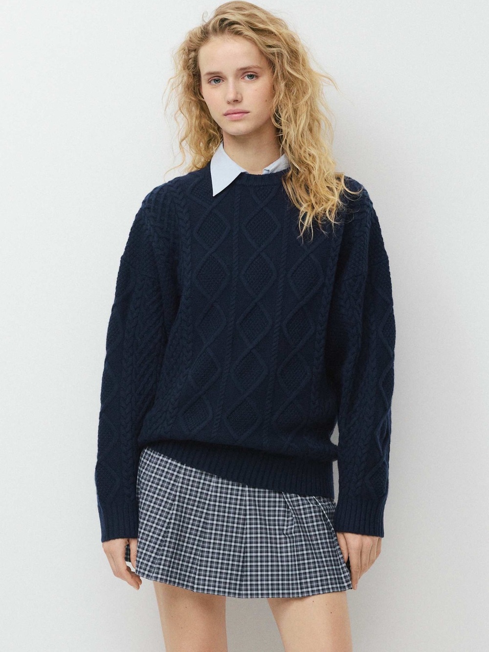 Aritzia Sunday Best Peggy Sweater Navy Blue Merino Wool Blend M Oversize EUC